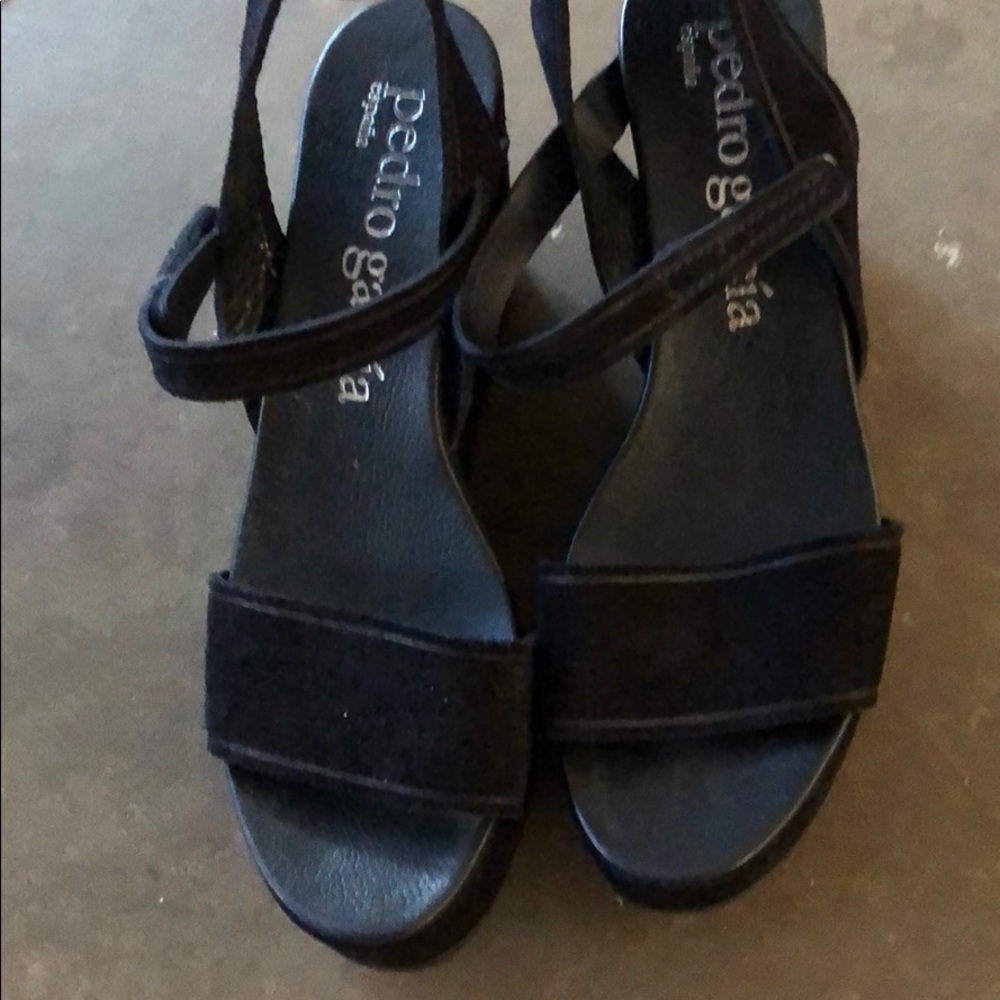 COPY - Pedro Garcia Black Suede Wedges Sz 40